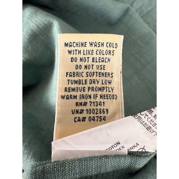 LL Bean Womens Size XL Cotton Button Shirt Green Short Sleeve Casual Collared - Picture 8 of 10